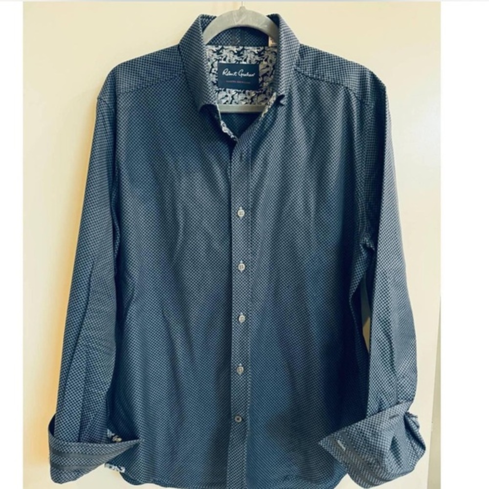 Robert Graham Navy Patterned Men's Shirt Large L